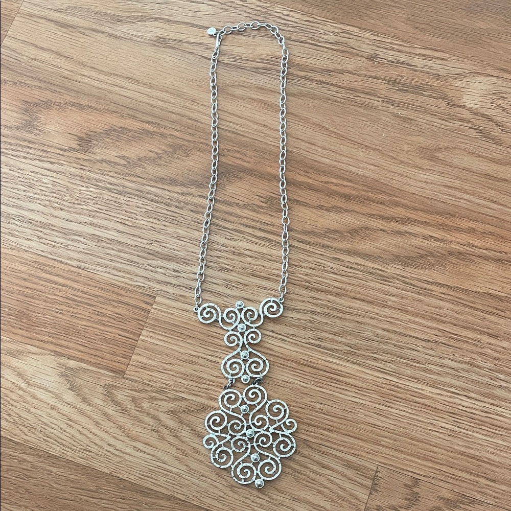 Vintage Caroline Emmons Silver Tone Large Statement Necklace